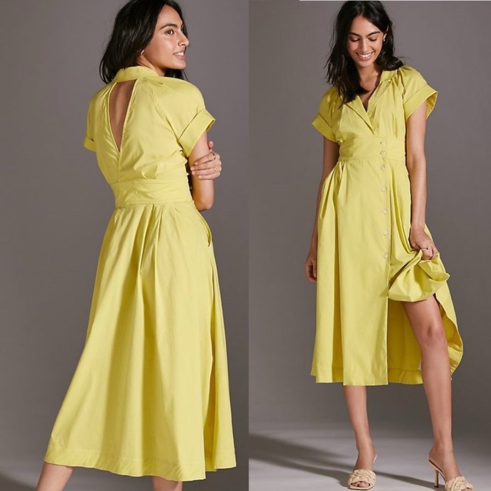 Anthropologie Yellow Midi Dress